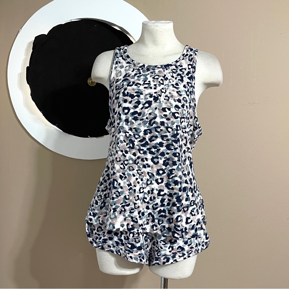 Midnight Bakery Leopard Print Pajama Set | Soft Tank & Shorts | Women’s Large